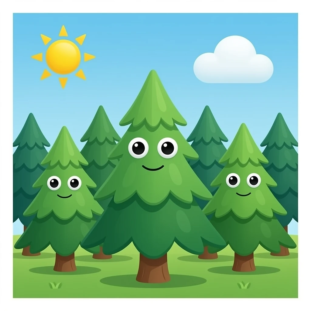 different shades of green pine with eyes emoji