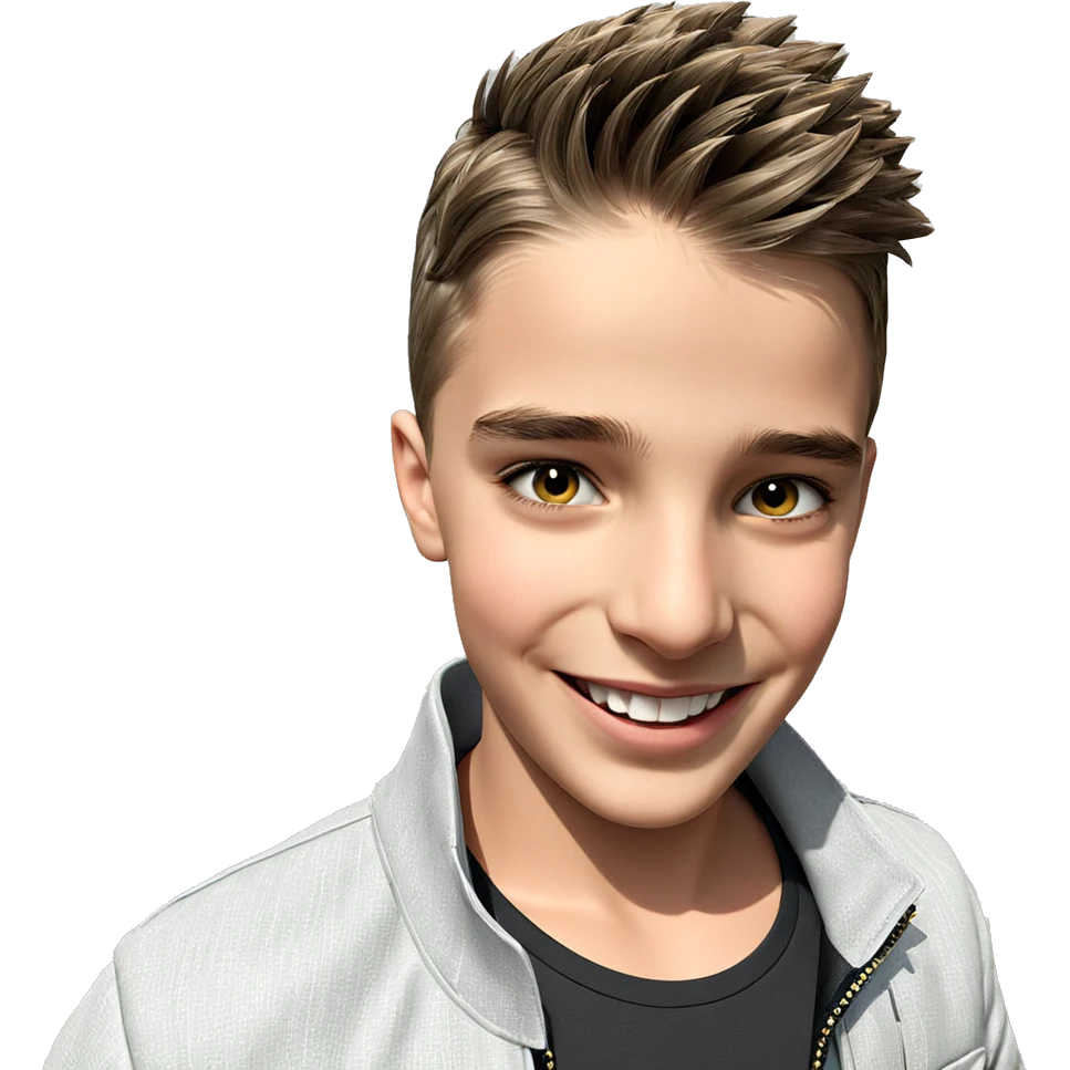 smiling boy in stylish jacket emoji