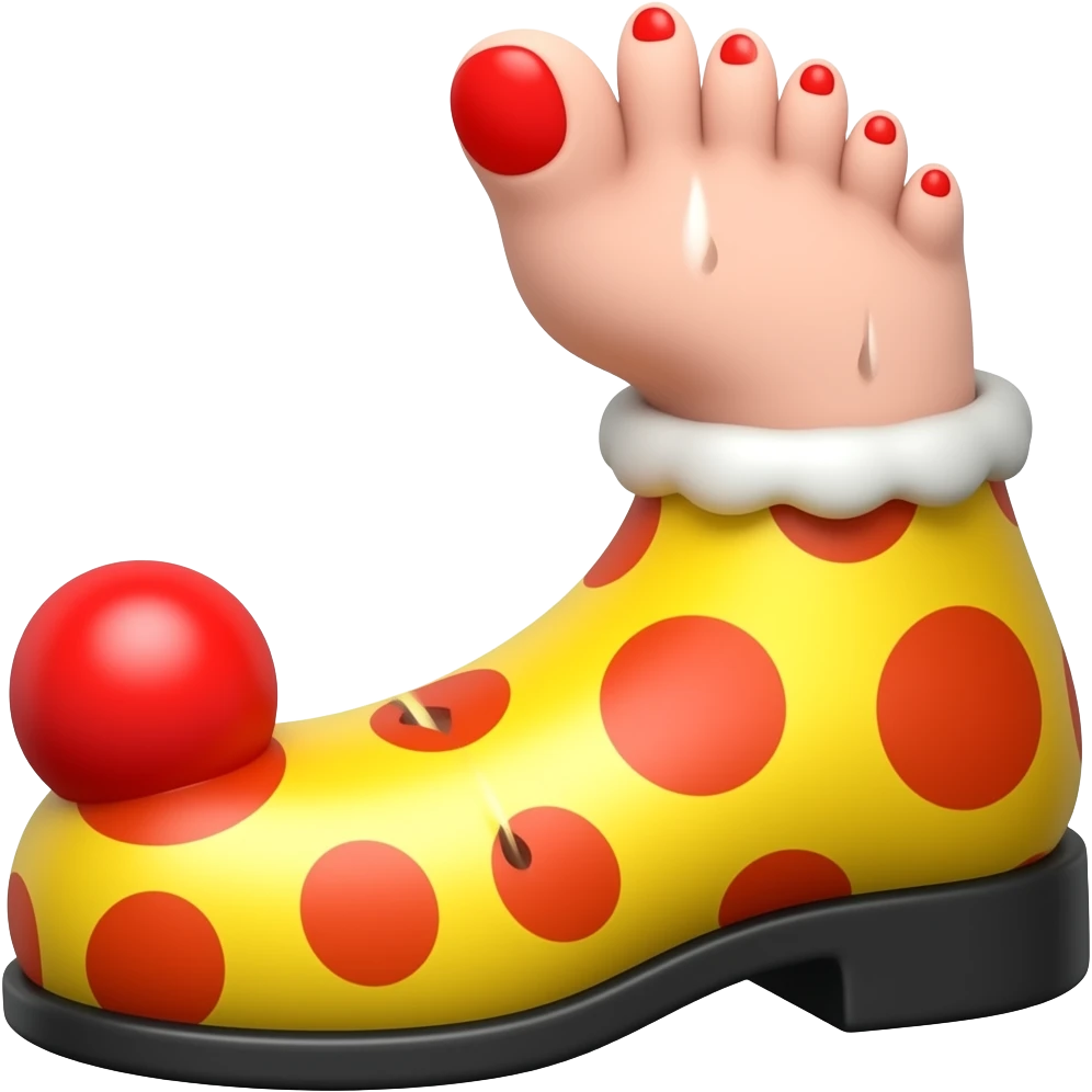 White toes with red toenails ripping of clown shoes emoji