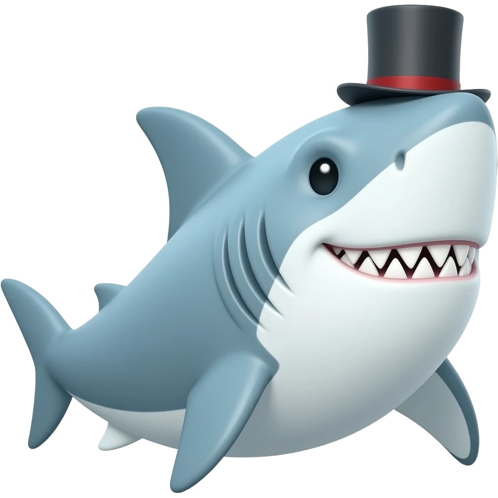 Shark with a top hat emoji