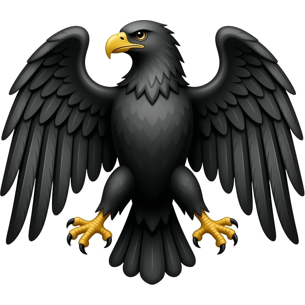 simple, stark design, commonly featuring a black eagle on a white field, emoji