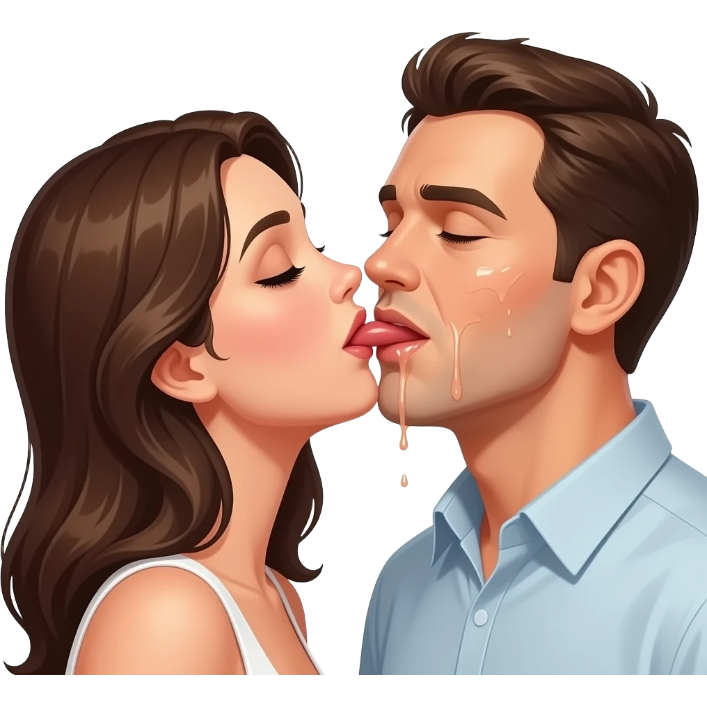 Woman sucking a mans penis/dick slobbering everywhere and cum is all over her emoji