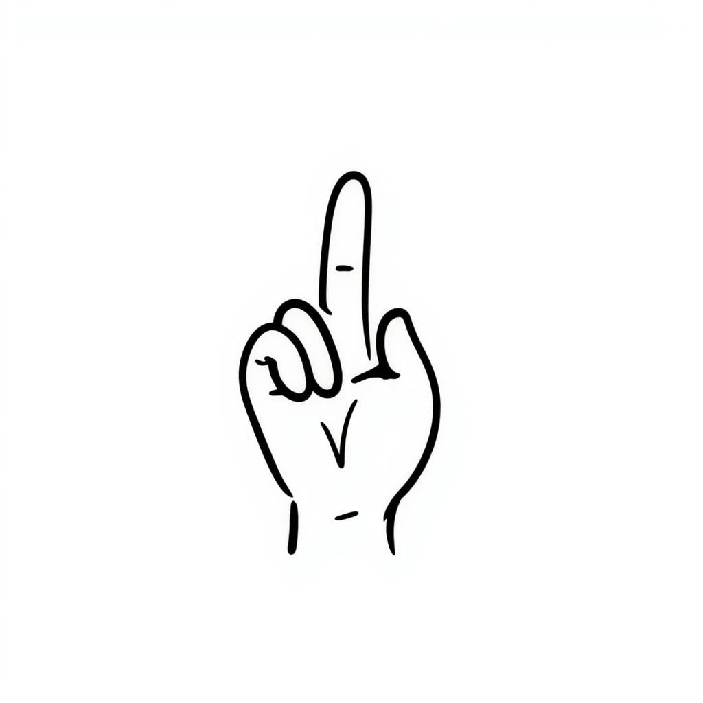 a single finger, hand-drawn doodle style, black ink lines, simple emoji