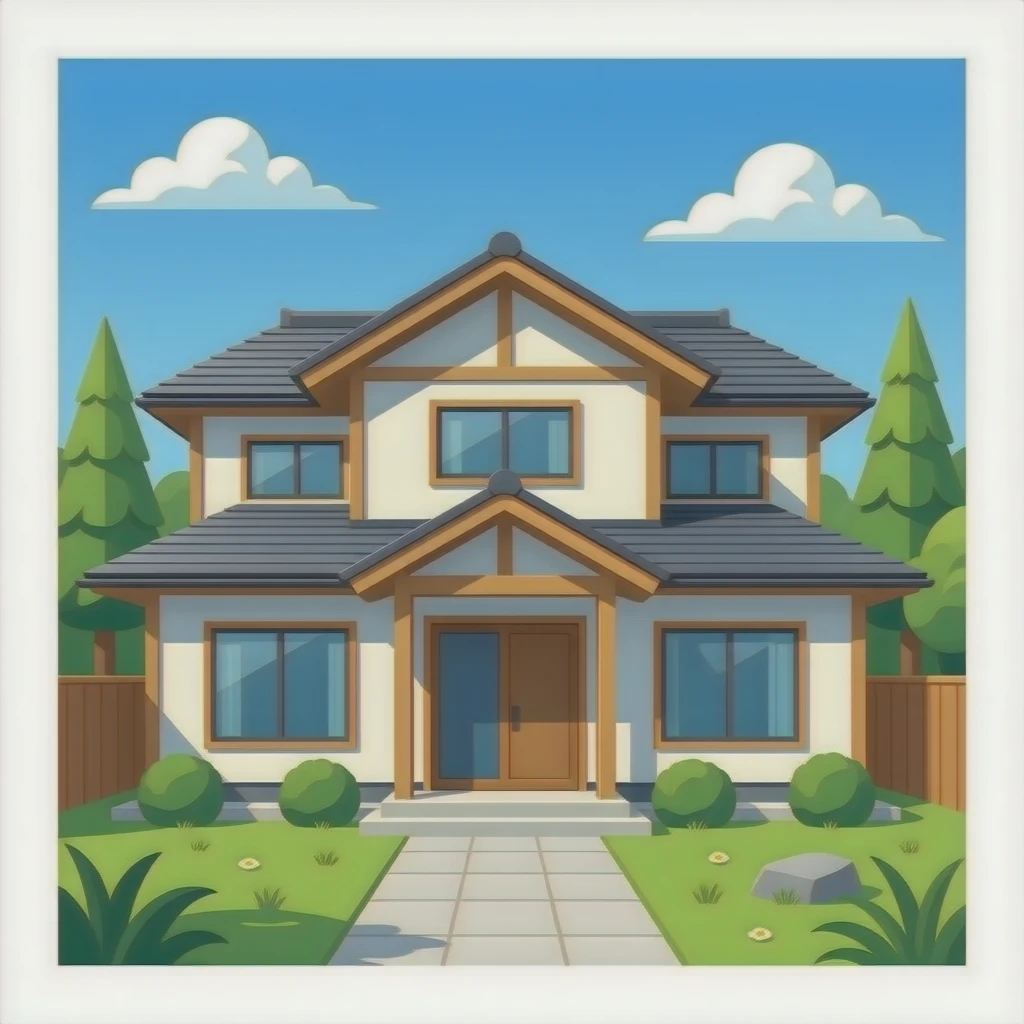 Front facing modern japan house emoji