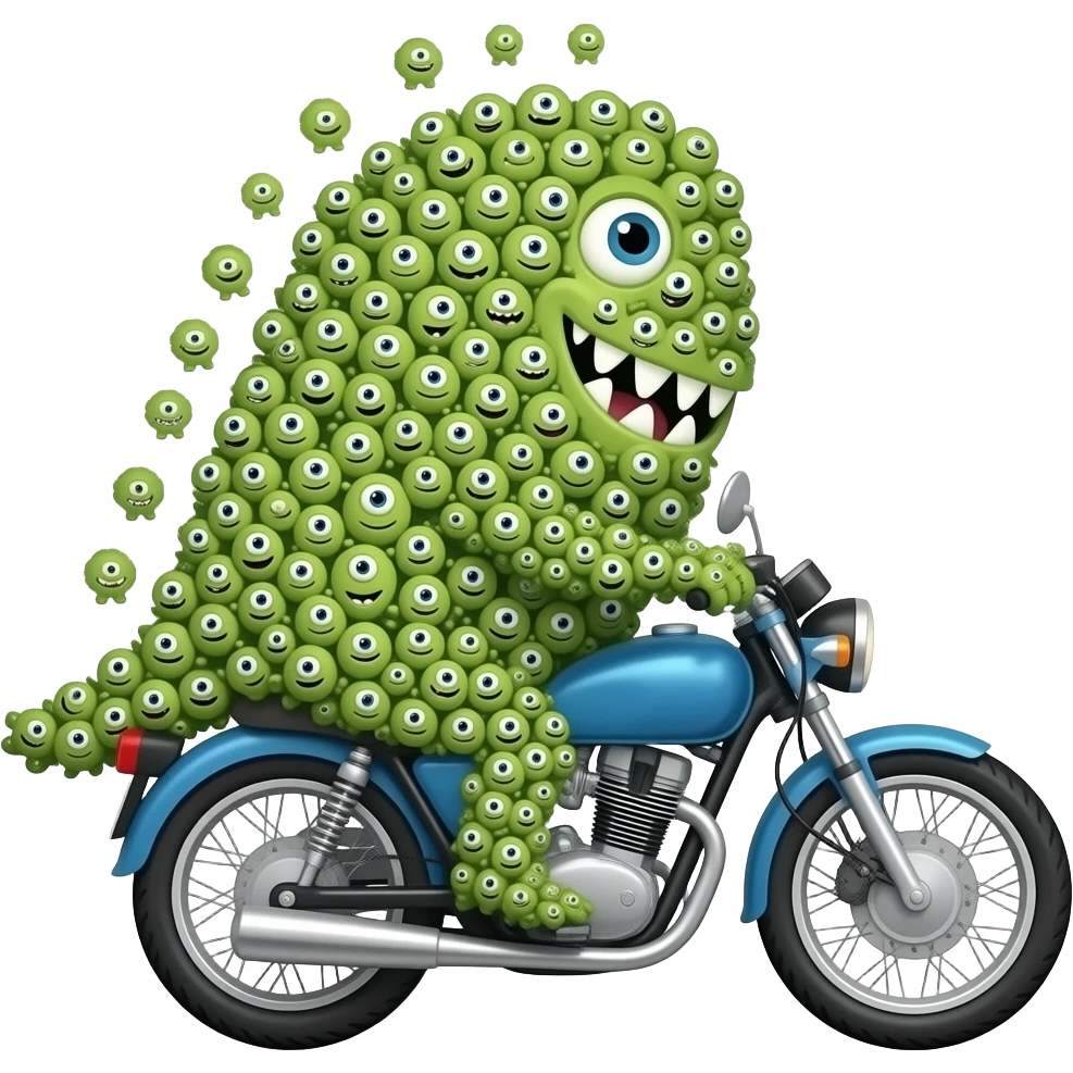 100000 Little monster  in the car and bike emoji