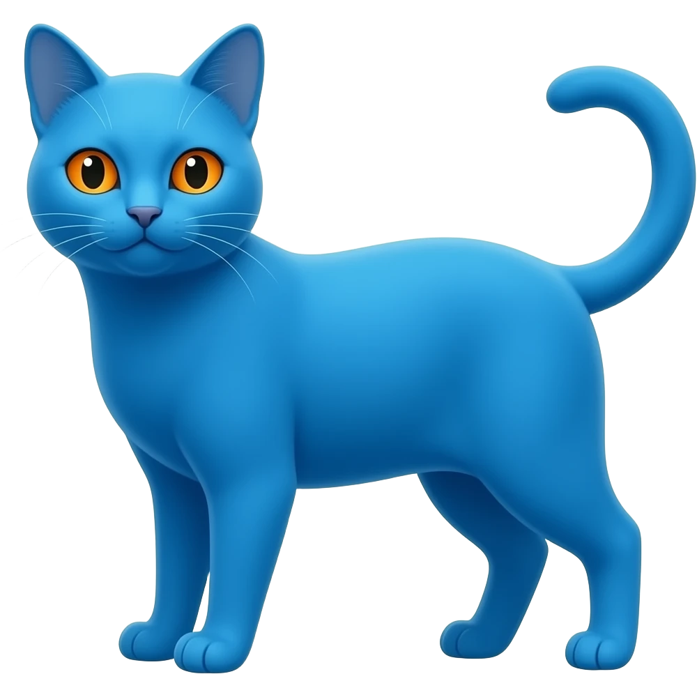Bright blue cat with orange eyes emoji
