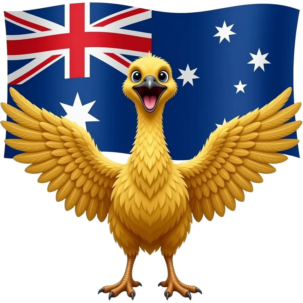 Screaming emu with australia flag in background emoji