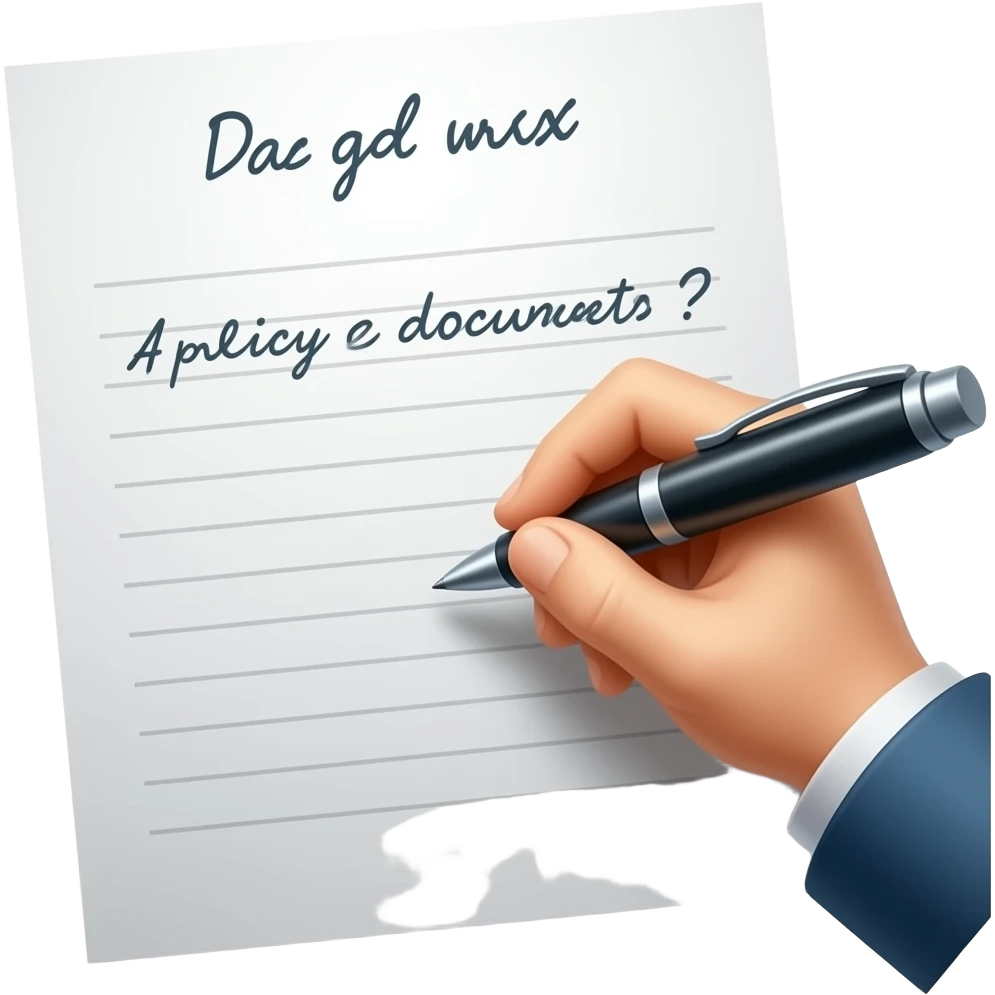 pen writing quotation on paper for policy emoji