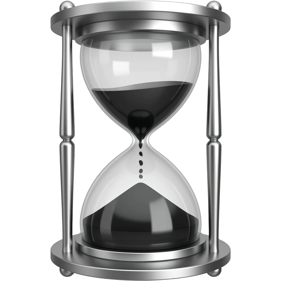 Hourglass in metal half full of black sand emoji