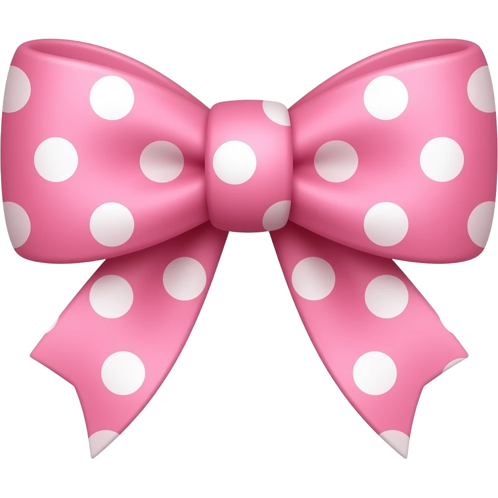 Pink bow with white polka dots emoji