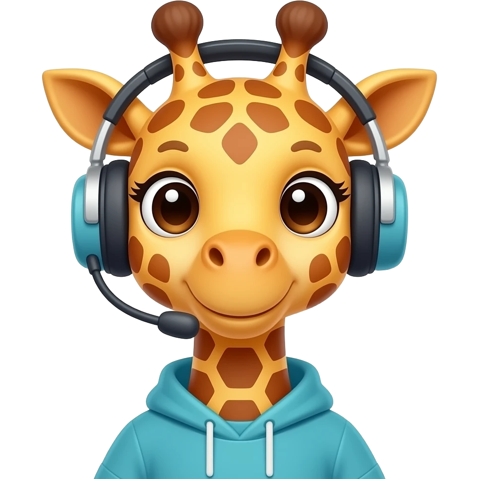 cute Giraffe with Headset,  cloth , closeup , front facing emoji