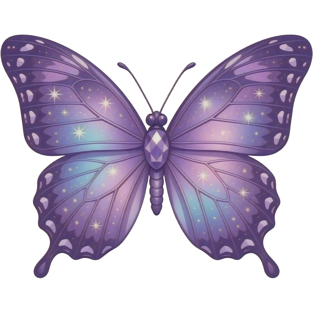 Purple-Shiny-Gem-Crystal-Glitter-Nebula-Gradient-Sparkle-Stars-Glossy-Butterfly emoji