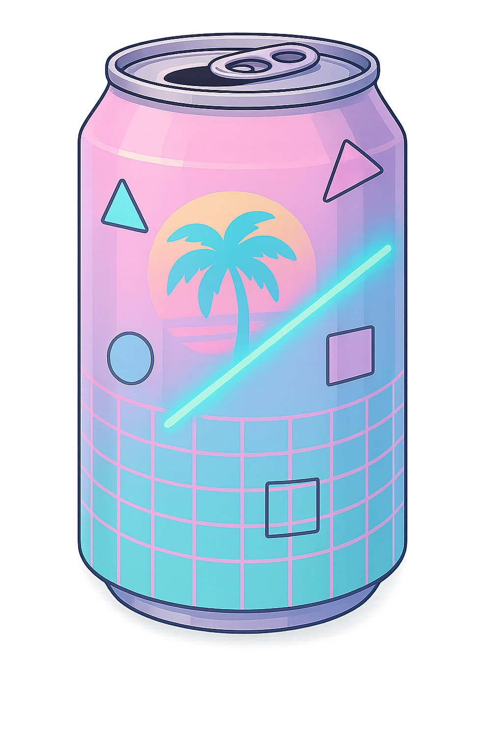 vaporwave style soda can, pastel colors, no background emoji
