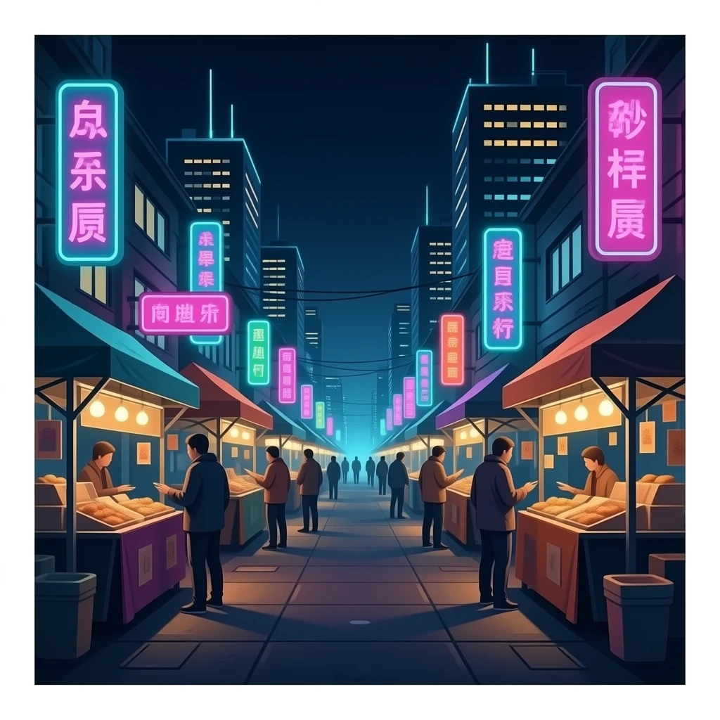 cyberpunk night market emoji