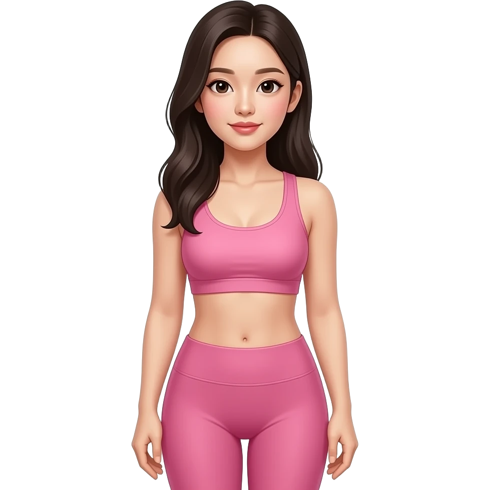 분홍 요가복을 입은 몸매가 좋은 한국 여자 emoji