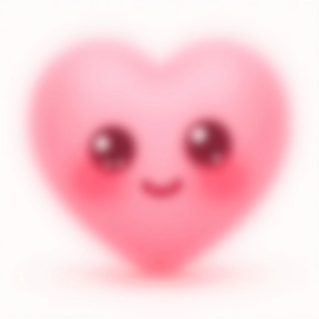 pink heart emoji, extra cute, big eyes, blushing cheeks emoji