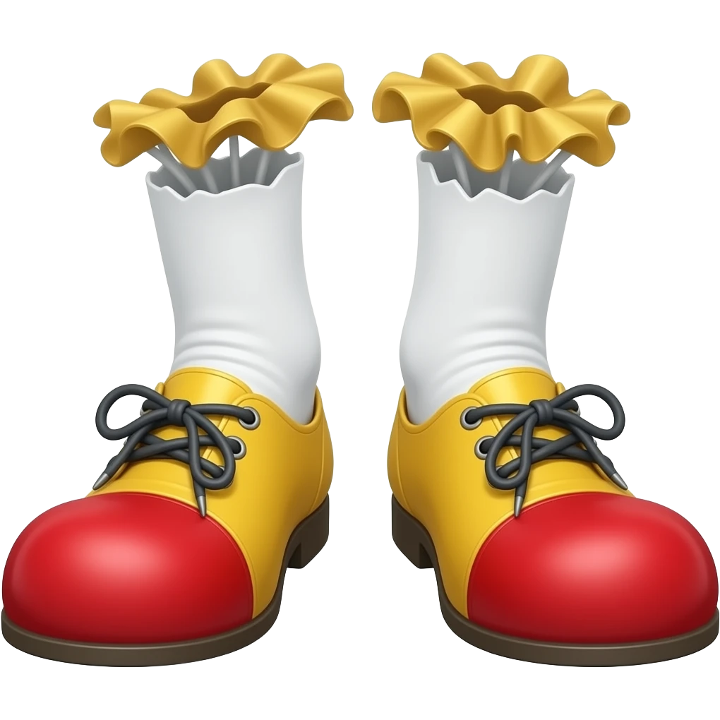 White feet with red toenails ripping of clown shoes emoji