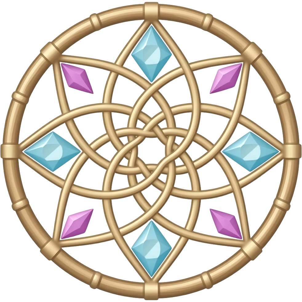 Natural wooden dreamcatcher-suncatcher with crystals emoji