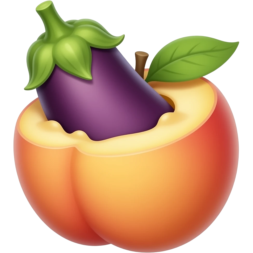 Eggplant emoji inserting in to the peach emoji emoji