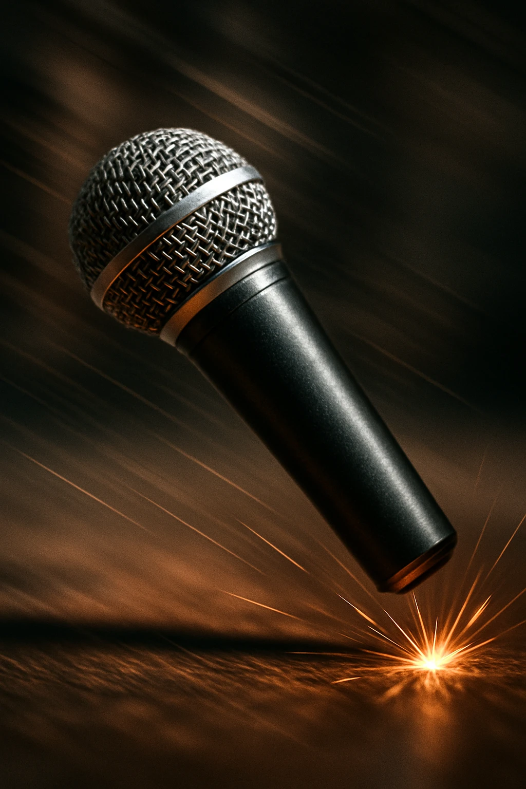 a microphone being dropped, dynamic motion, clear action emoji