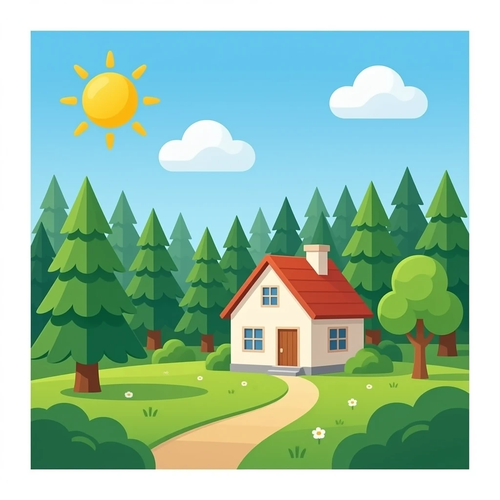 Hazme un bosque con una casa de fondo emoji