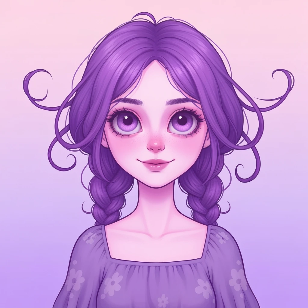 pastel horror profile picture, cute, expressive, minimal, purple color palette, variation 2 emoji