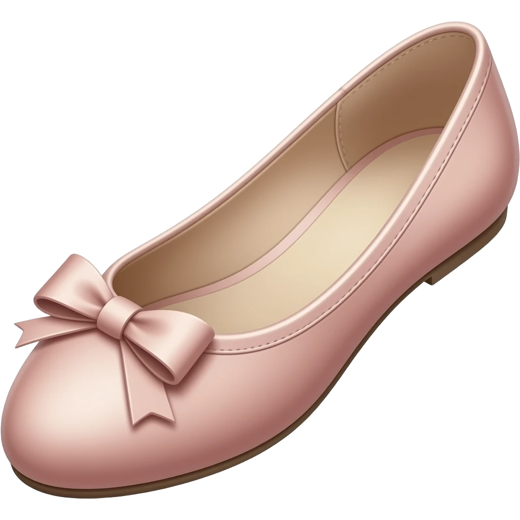 Luxury ballet flats, isolated, centered, no background, soft blush pink leather, delicate bow, polished feminine London old money style emoji