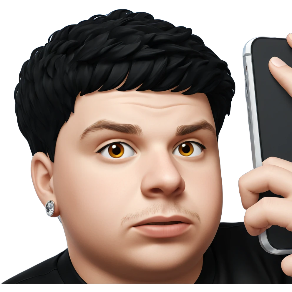 stylish boy with phone jewelry emoji