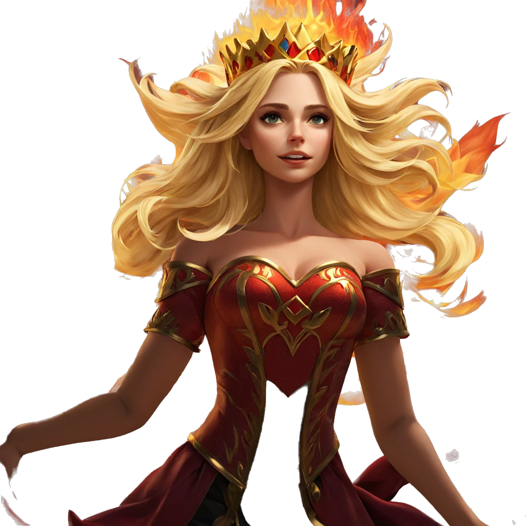 blonde girl in fiery crown emoji