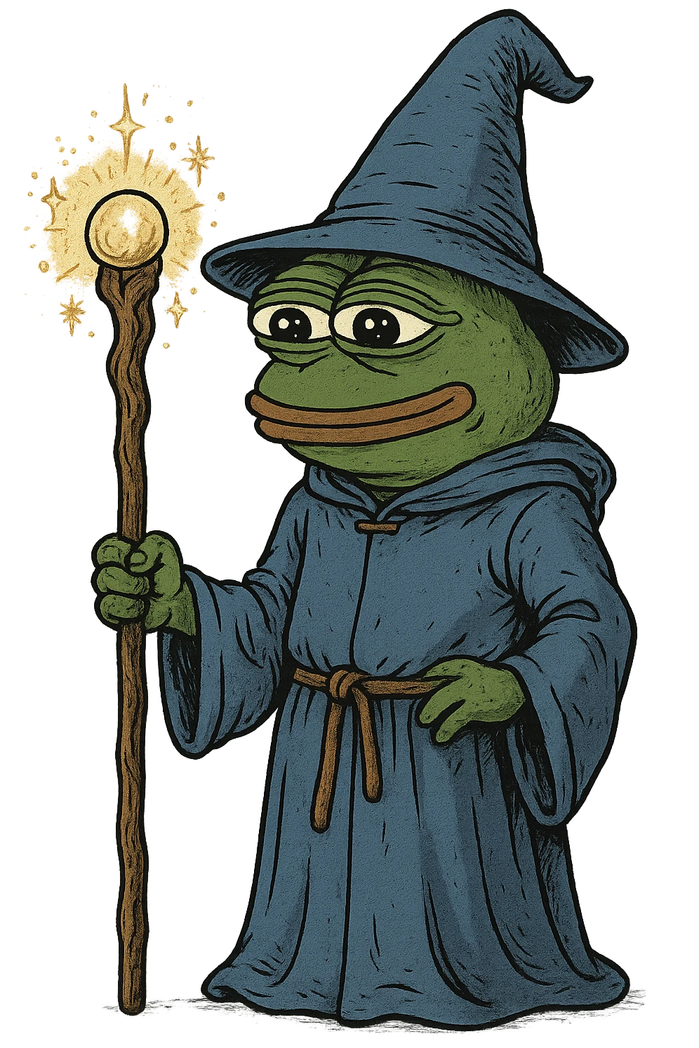 pepe the frog as a wizard emoji