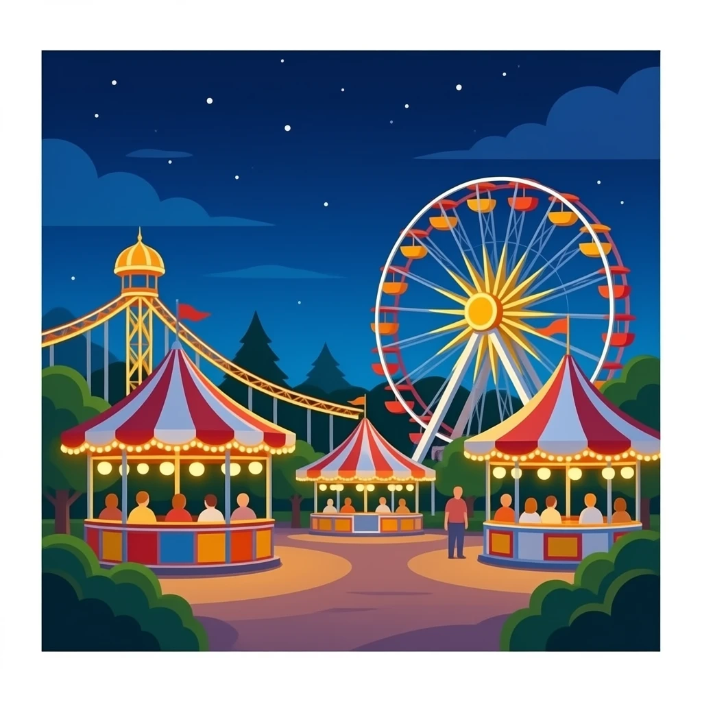 Amusement park lit up at night emoji