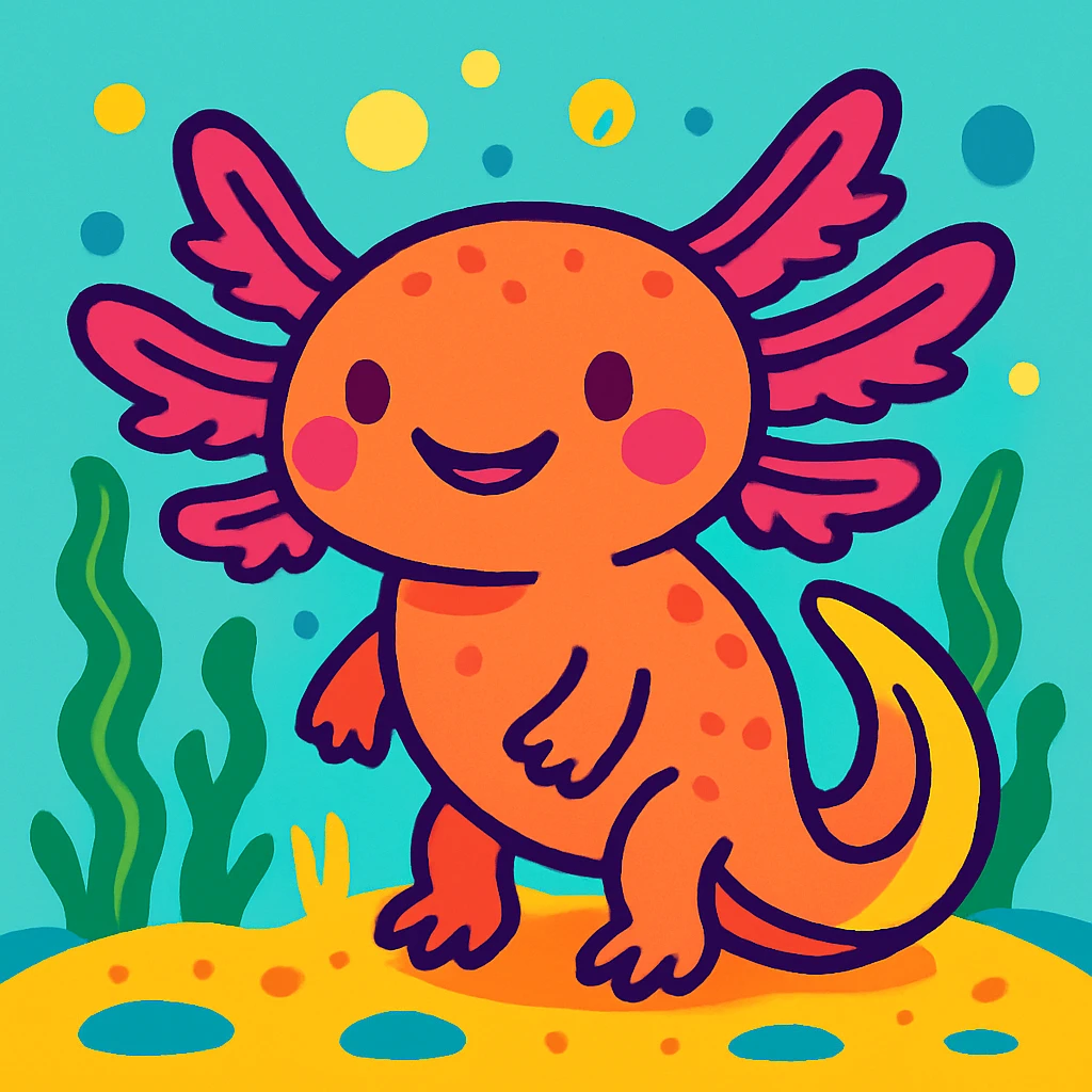 axolotl vibrant cartoon style emoji