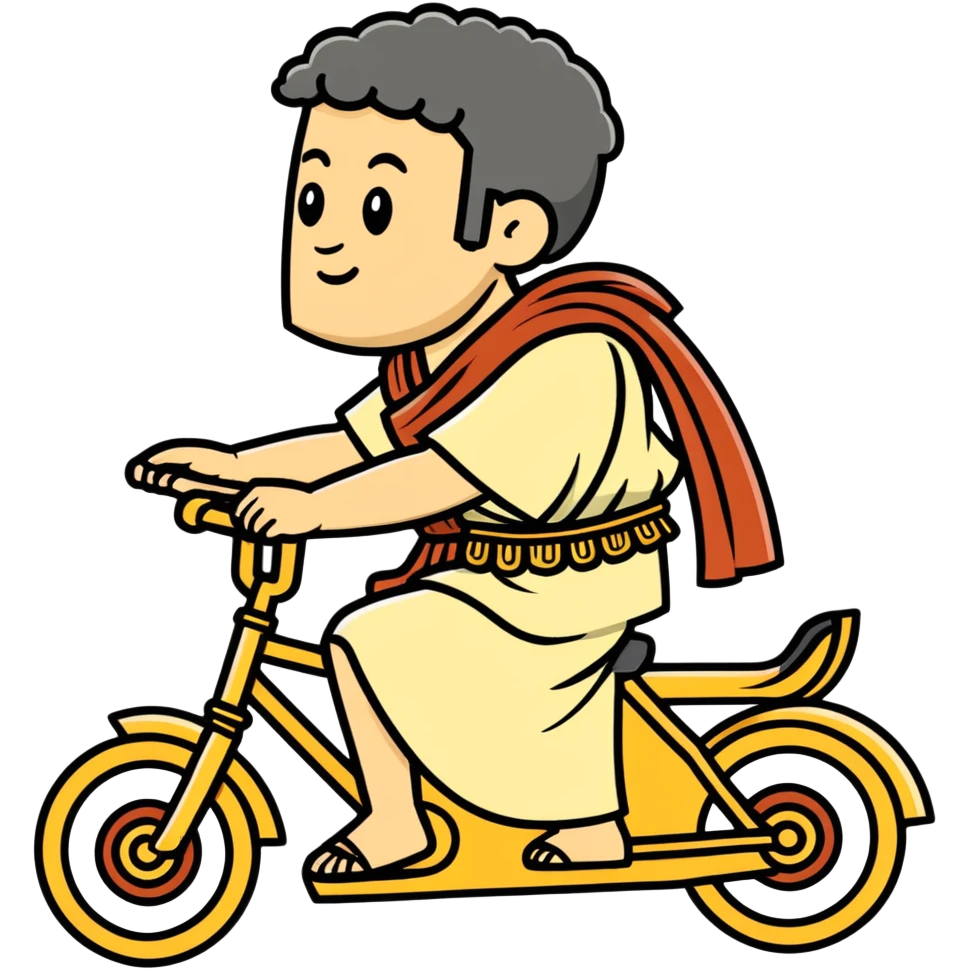 Ancient Roman wearing toga riding bike emoji