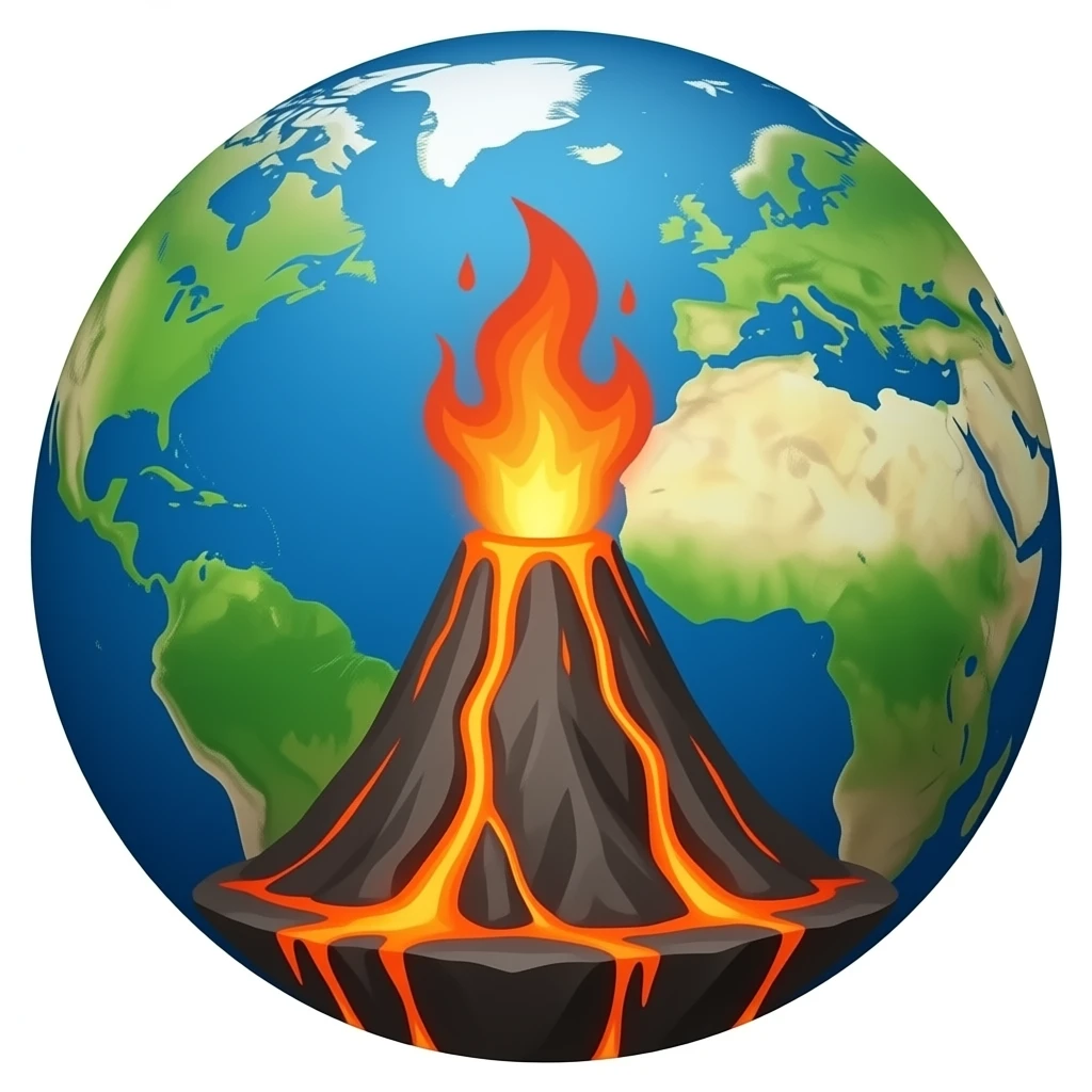 a planet made out of lava and a main volcano stiking on top emoji
