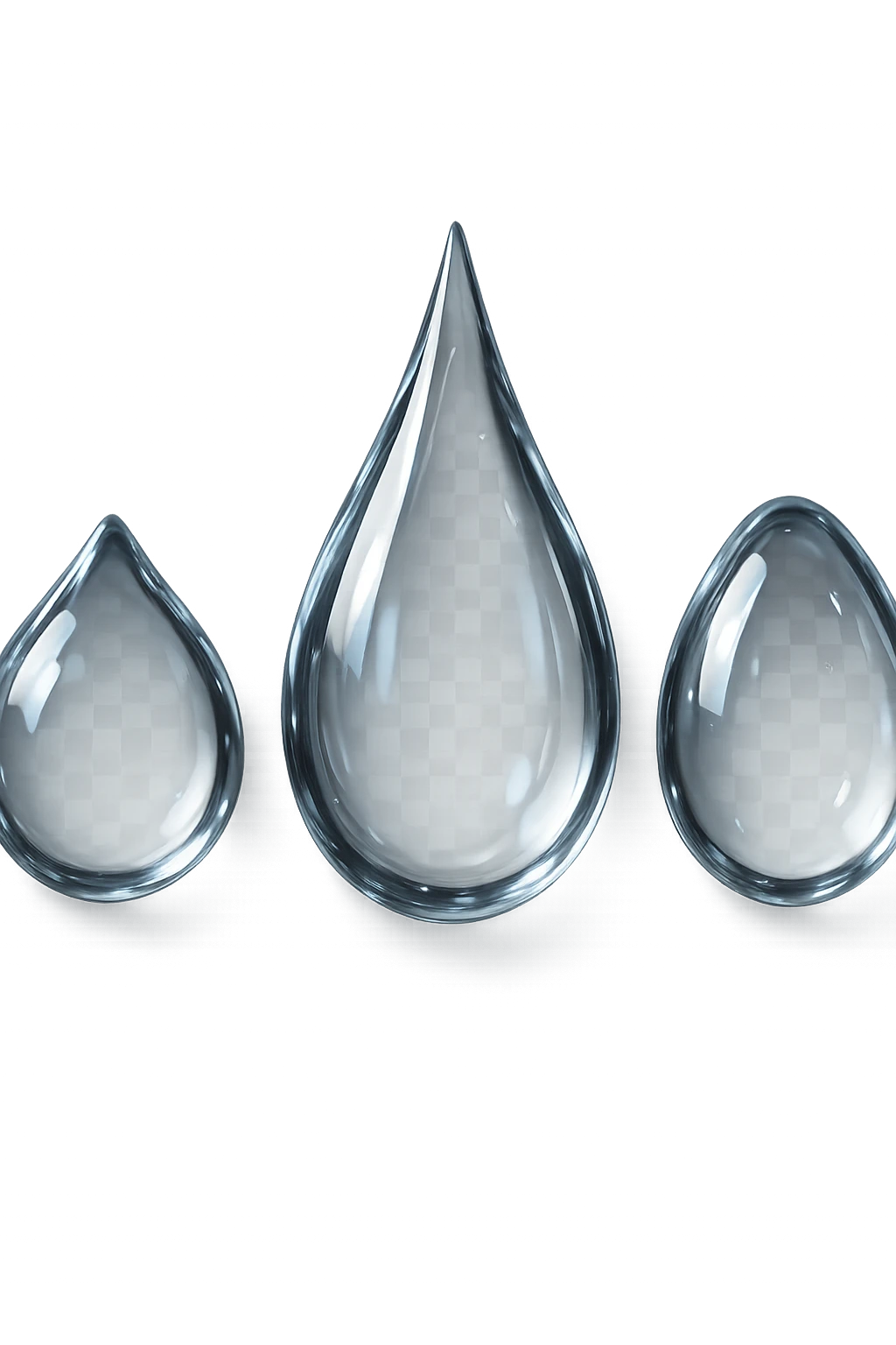 3 gocce di acqua 3d, iperrealistica 4k emoji