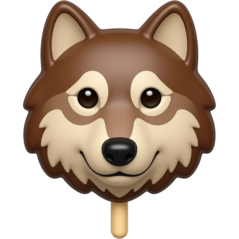 Chocolate wolf face lollipop emoji