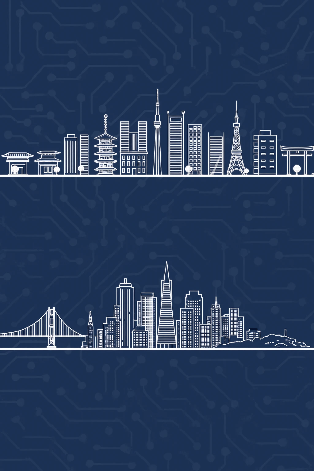 Can you create a mirror image, below this image, but make the image below of the San Francisco Skyline emoji