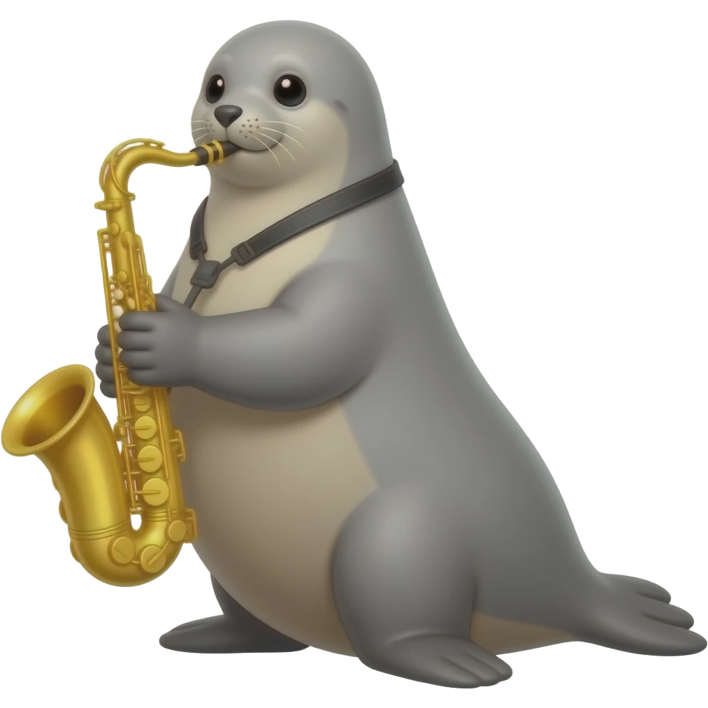 Full body seal playing the saxiphone emoji