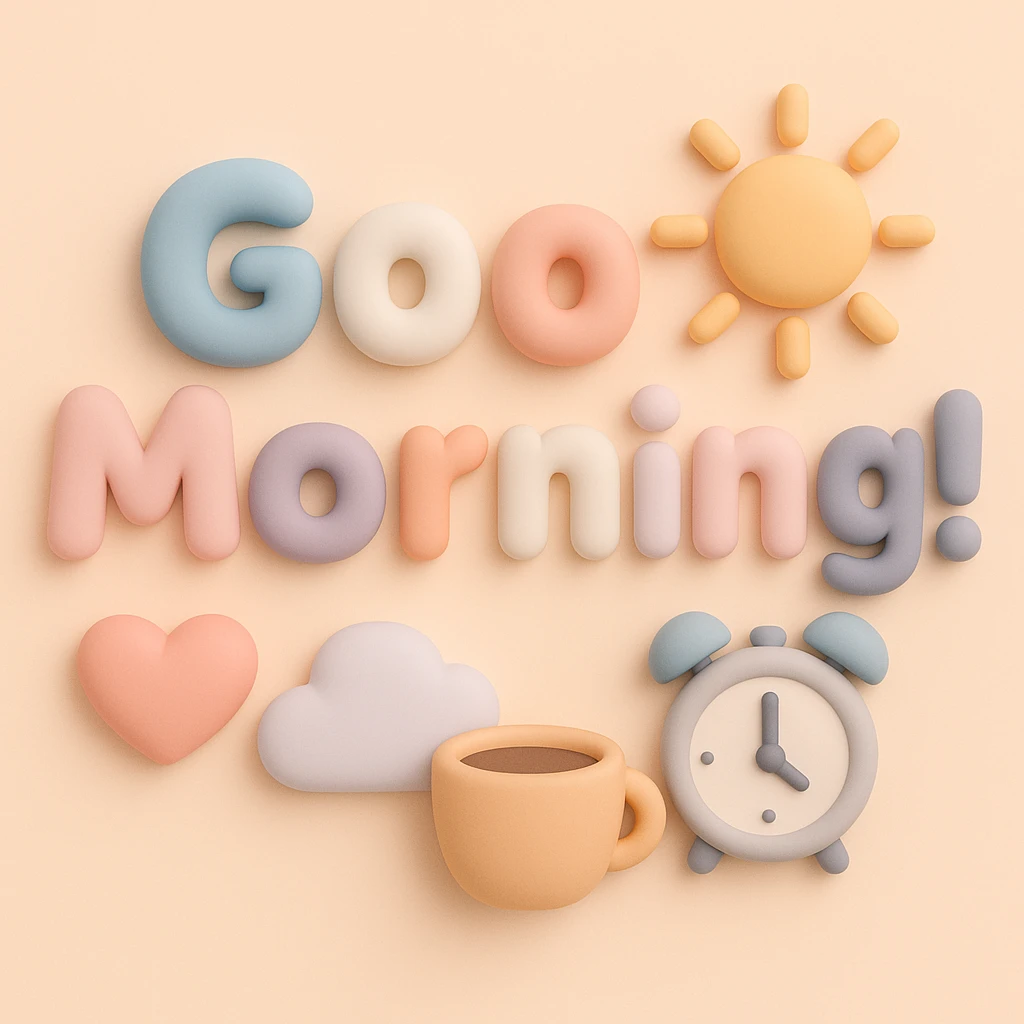 ”Good Morning!” in mochi style emoji