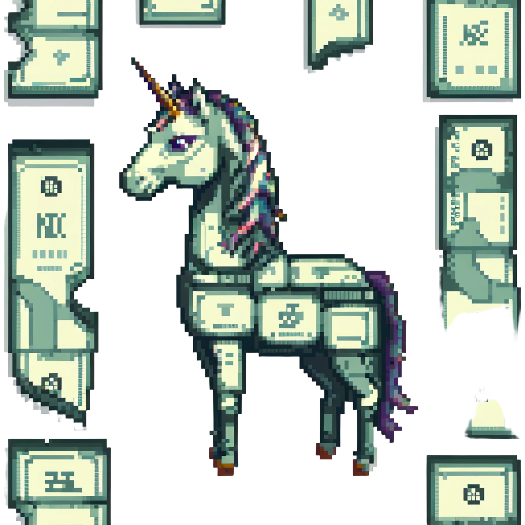 единорог из долларовых купюр, no background emoji