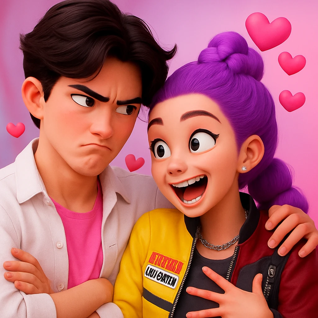 can you give different expressions to this picture. such as angry or funny or in love  emoji