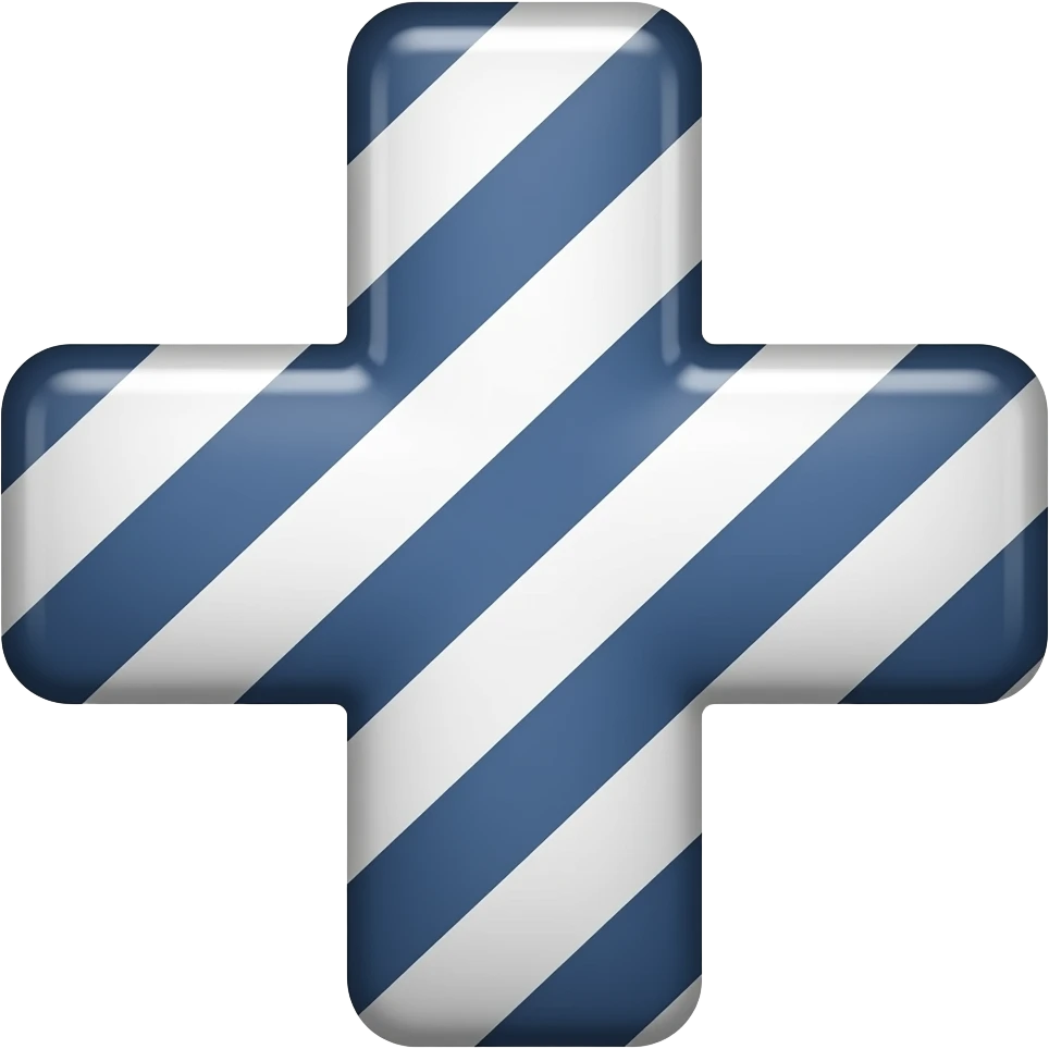 White and dark blue striped cross emoji