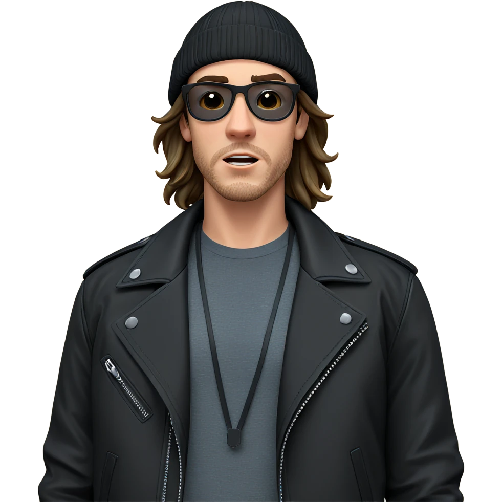 cool dude in black jacket emoji