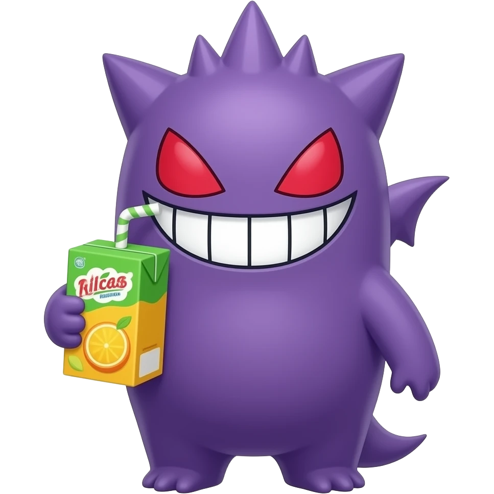 Gengar drinking juice box emoji