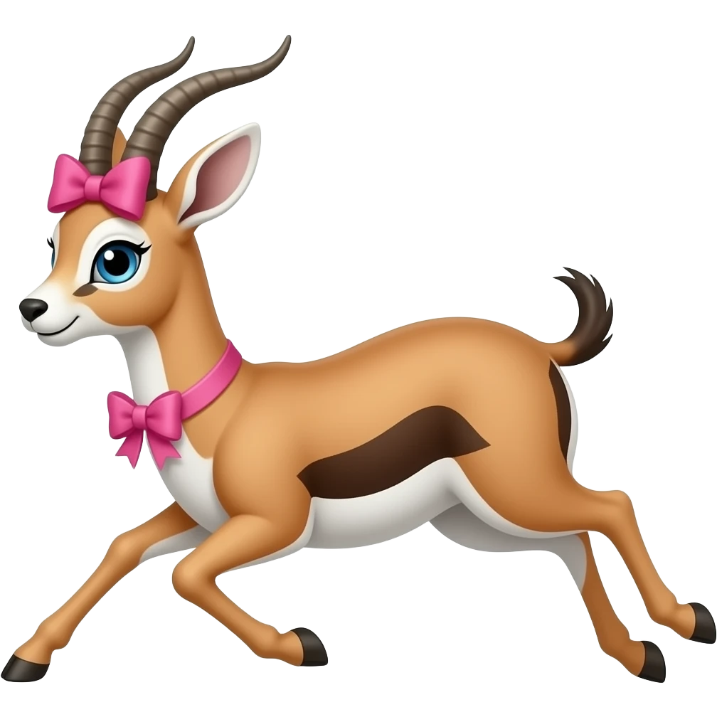 Blue eyed running gazelle with pink bow emoji
