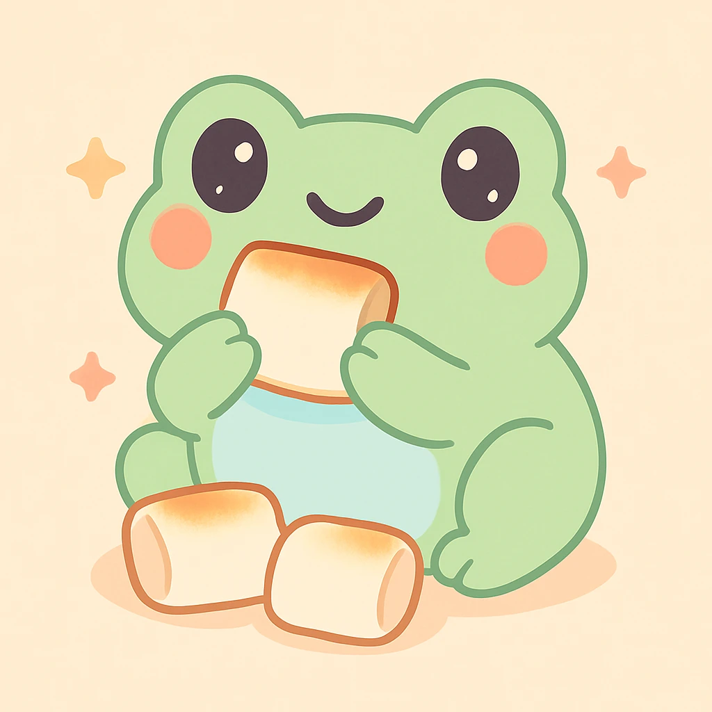 Make the marshmallows roasted, keep the kawaii style with cute and charming features, soft pastel colors, and adorable expressions. emoji