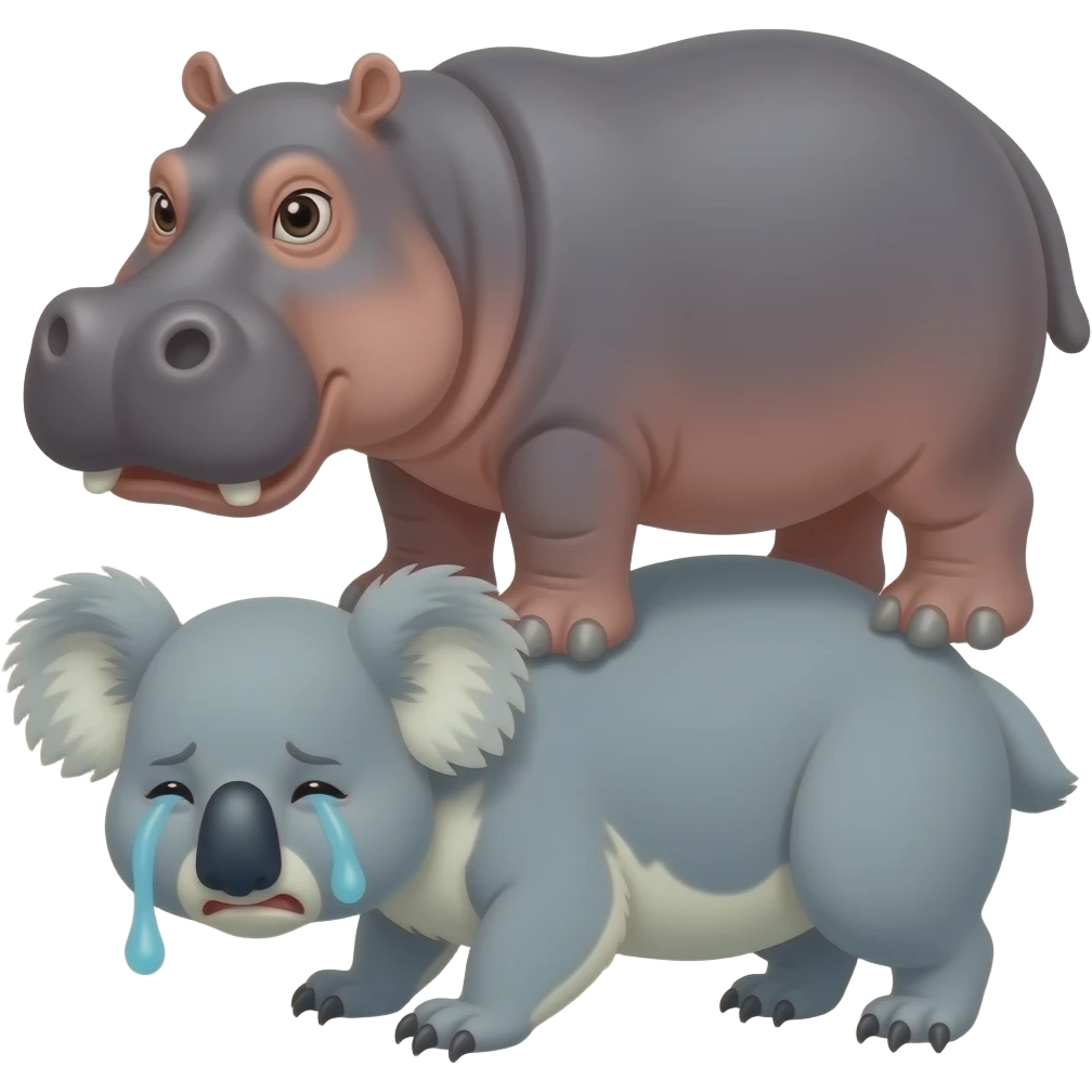 hippo being mean to koala and koala is hurt emoji