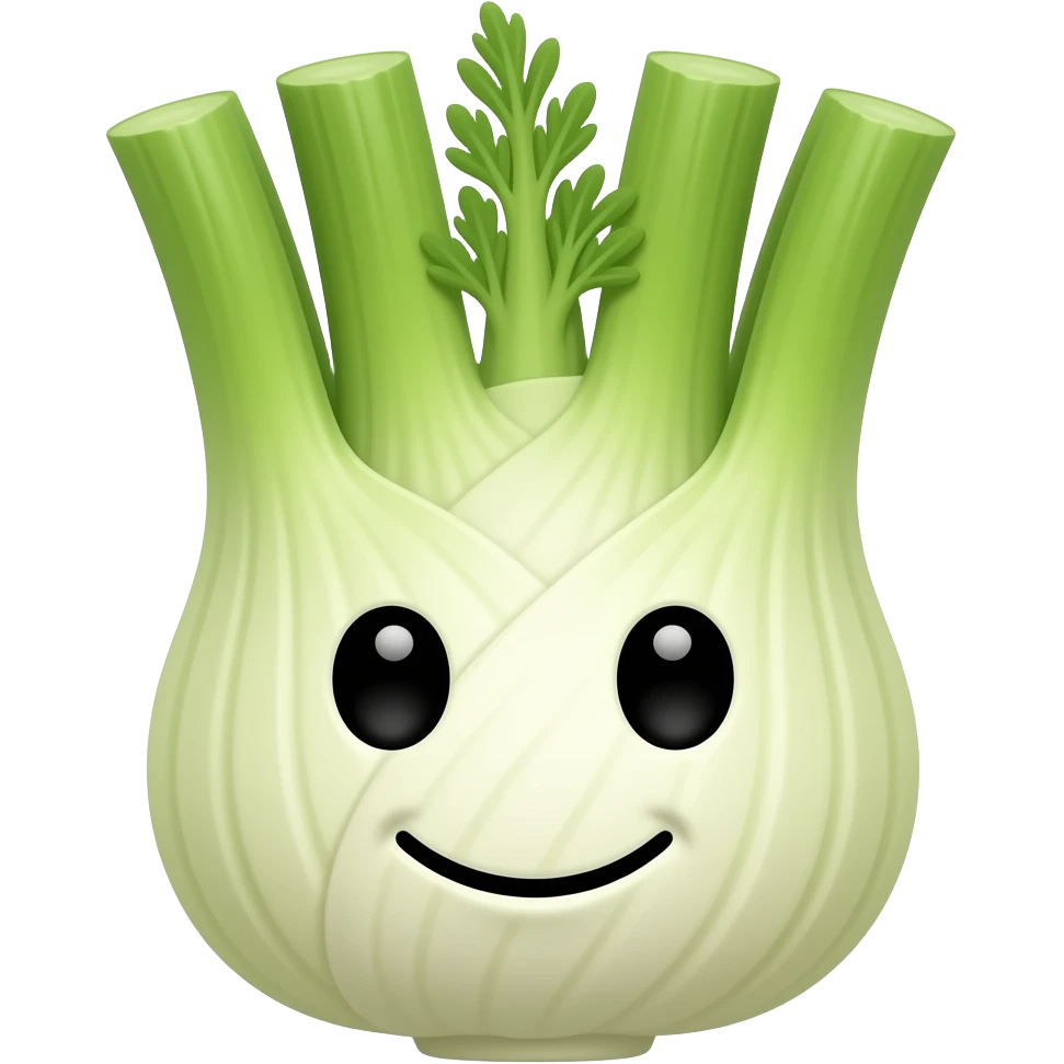 Fenouil rond qui sourit fier avec yeux de biche emoji
