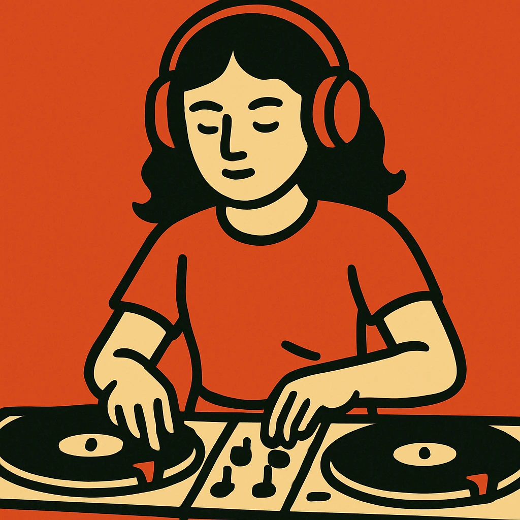 girl playing DJ set emoji