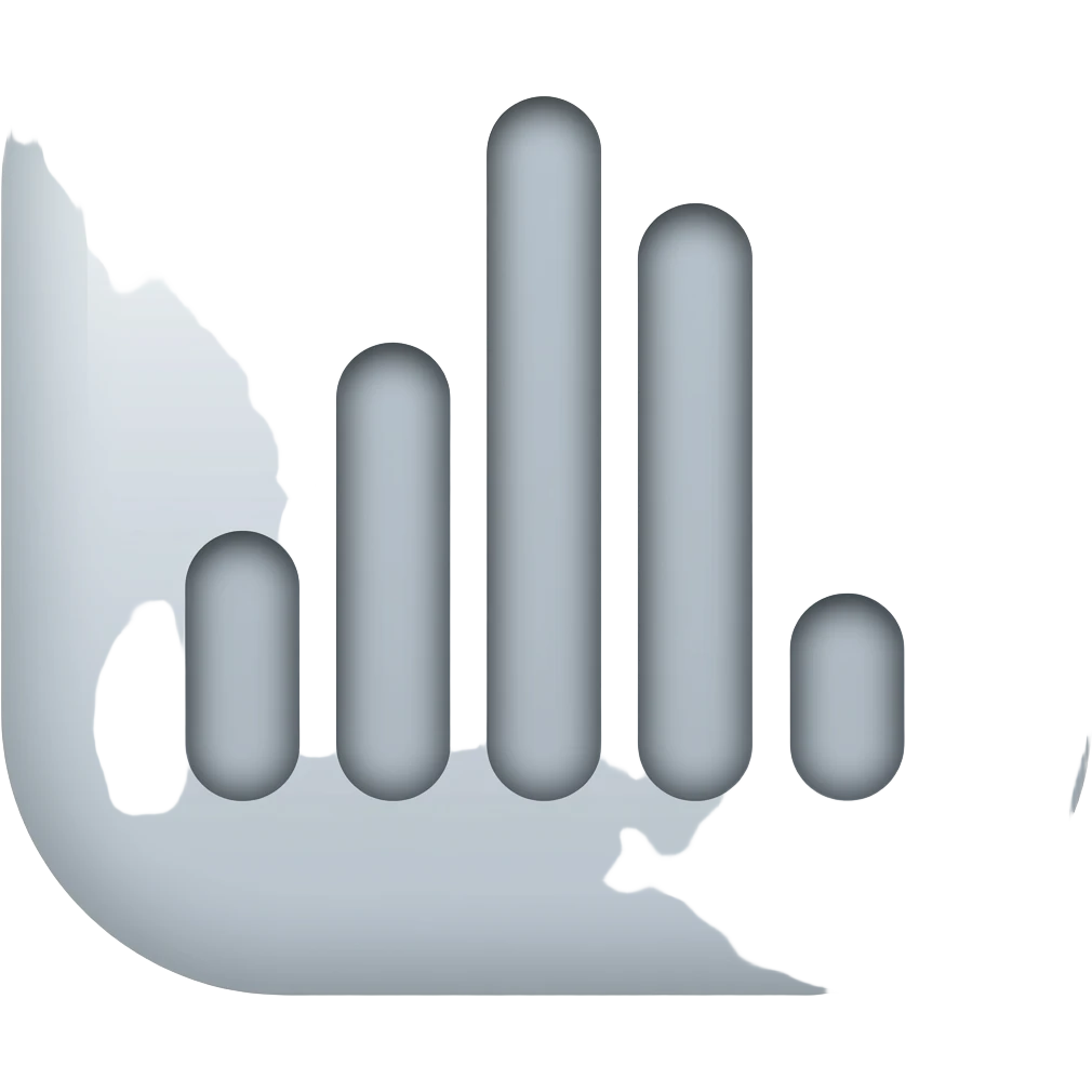 make an emoji with five bar with roundness on them one middle one should be long and other side of two little small and other more smalll aligned in middle with samea as top and down do not make like lower end aligned and top end not aligned maek sure both ends are not aligned emoji